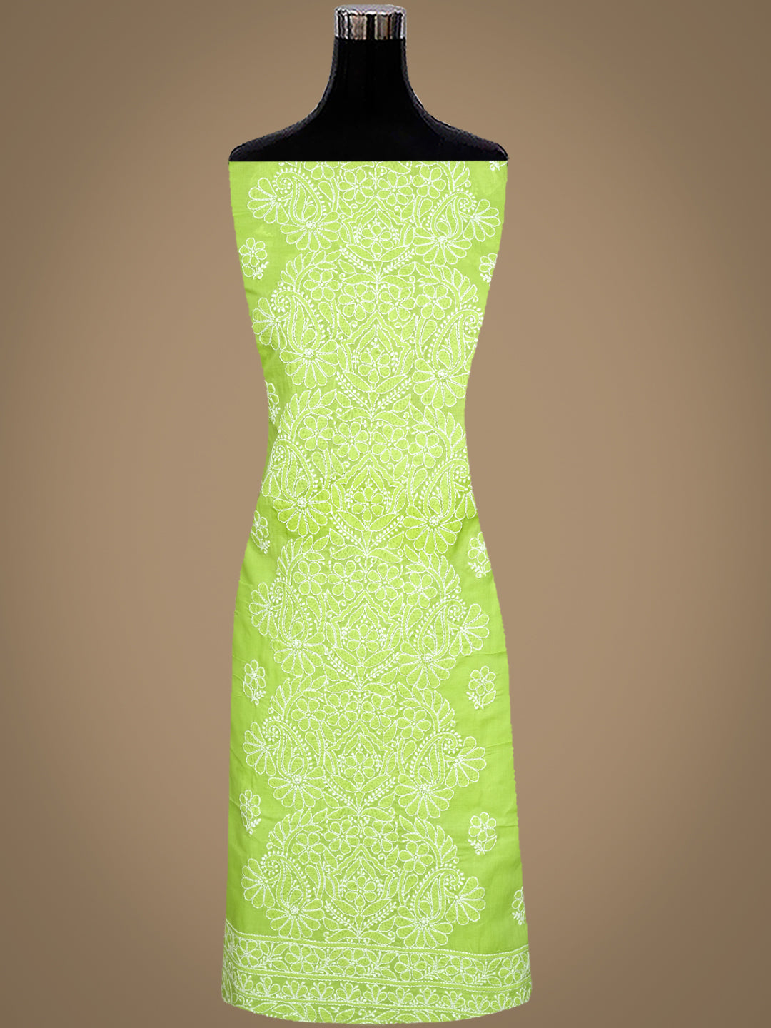 Ada Hand Embroidered Green Cotton lucknowi Chikankari Unstitched Kurta 01A992015