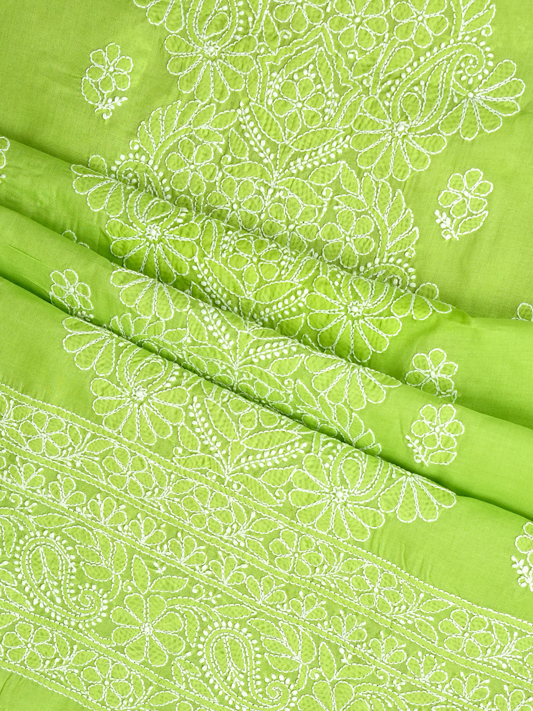 Ada Hand Embroidered Green Cotton lucknowi Chikankari Unstitched Kurta 01A992015