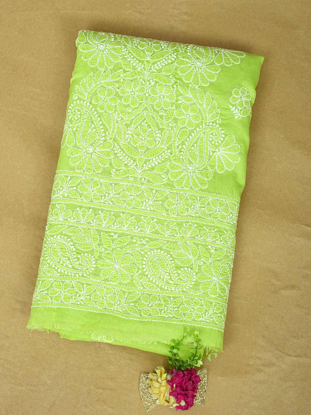 Ada Hand Embroidered Green Cotton lucknowi Chikankari Unstitched Kurta 01A992015