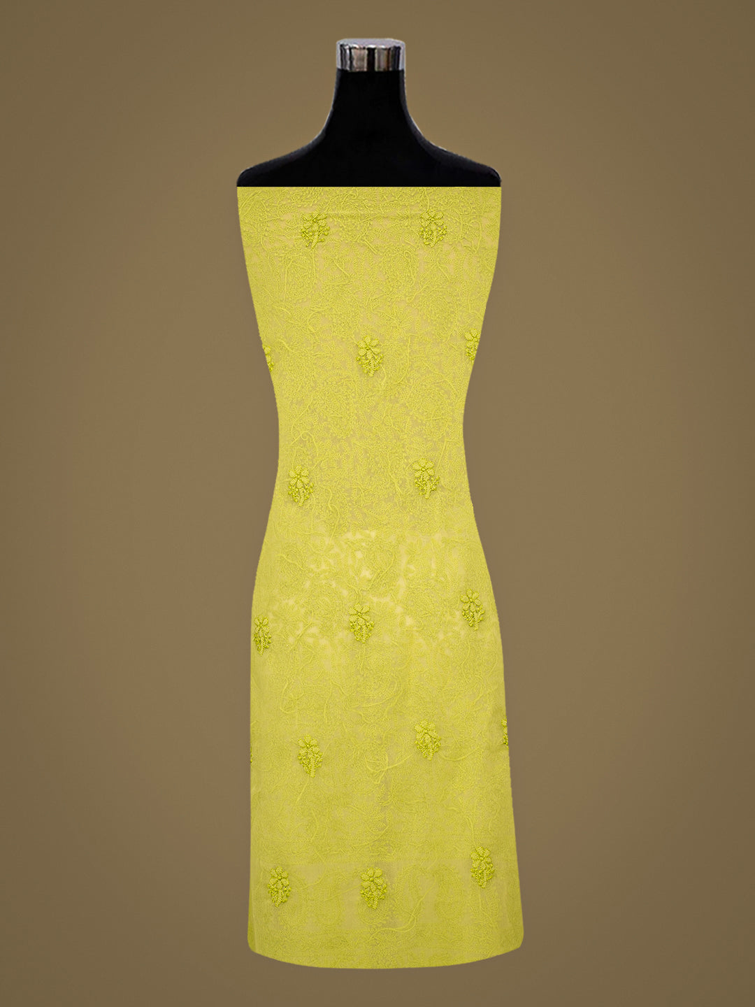 Ada Hand Embroidered Green Faux Georgette Lucknowi Chikankari Unstitched Kurta 01A988958