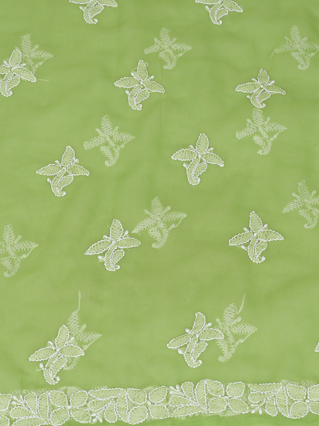 Ada Hand Embroidered Green Faux Georgette Lucknowi Chikankari Unstitched Suit Piece 01A1018945
