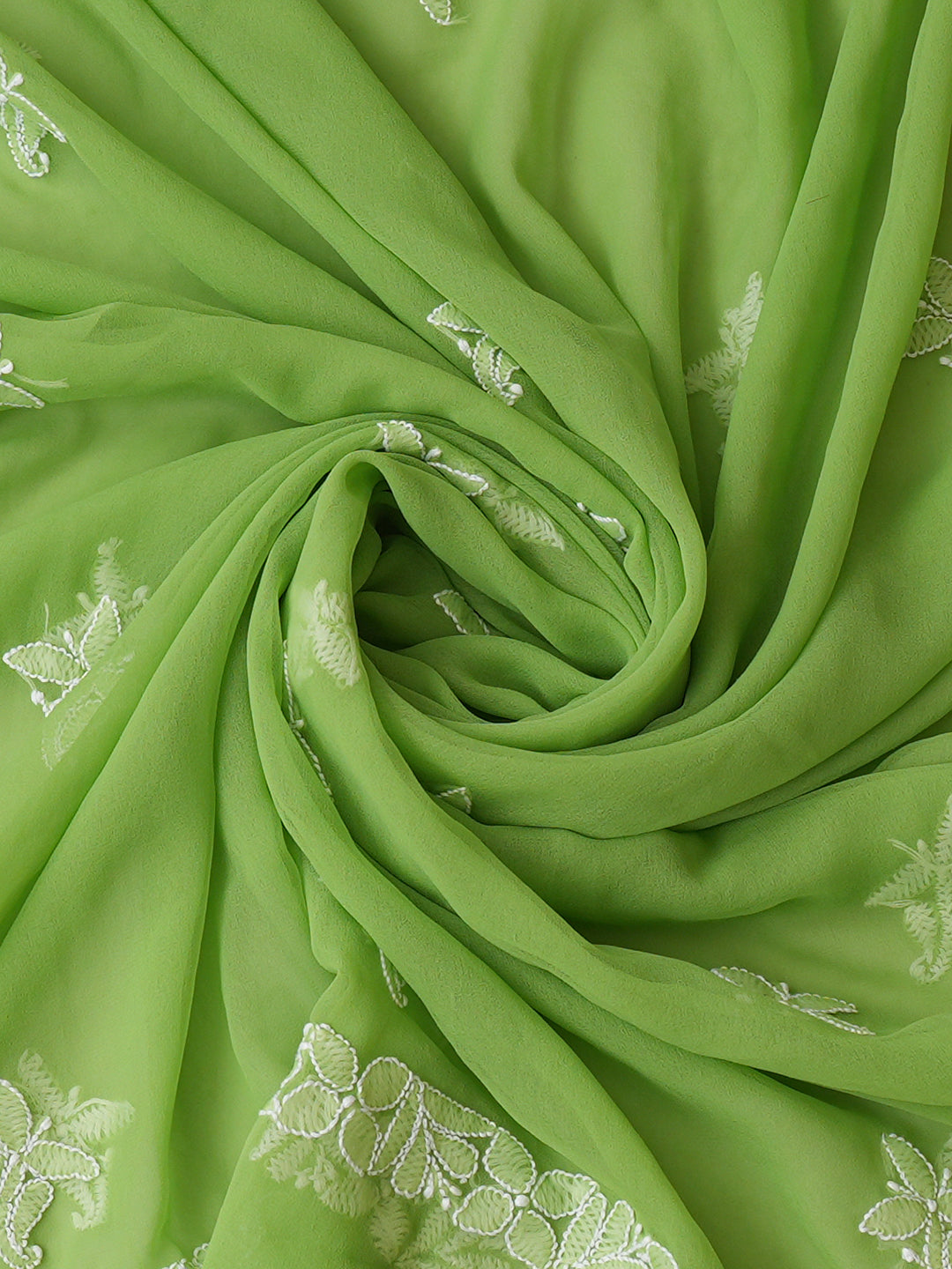 Ada Hand Embroidered Green Faux Georgette Lucknowi Chikankari Unstitched Suit Piece 01A1018945