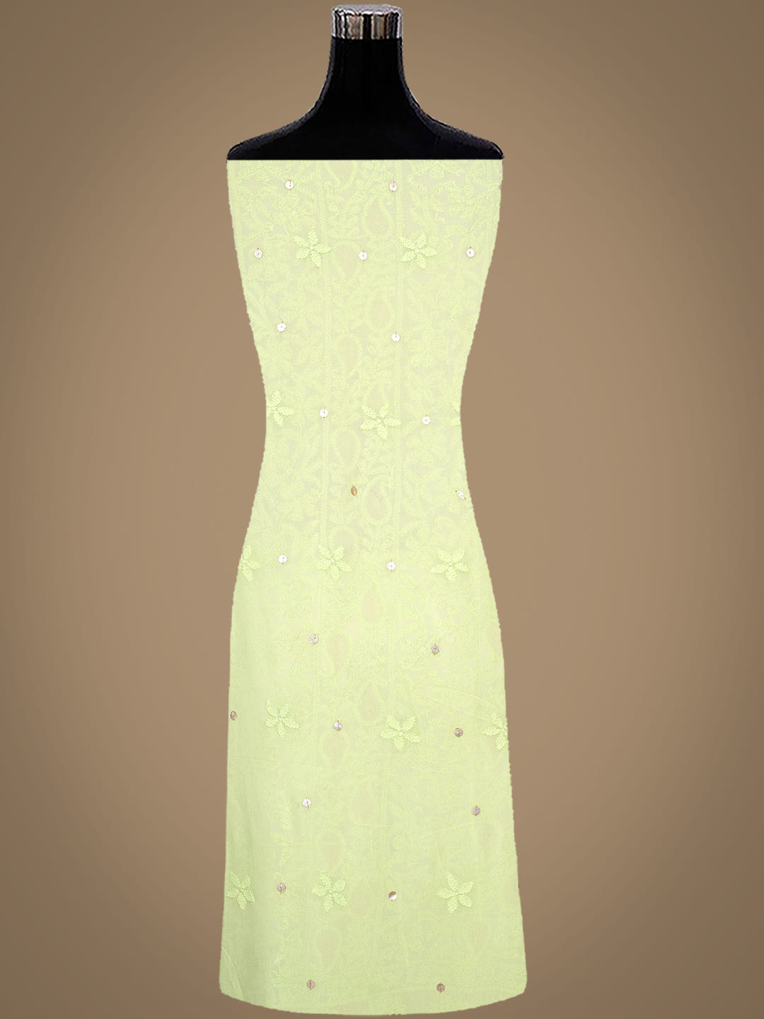 Ada Hand Embroidered Green Viscose Georgette Lucknowi Chikankari Unstitched Kurta Dupatta Set With Gota Patti Work 01A893418