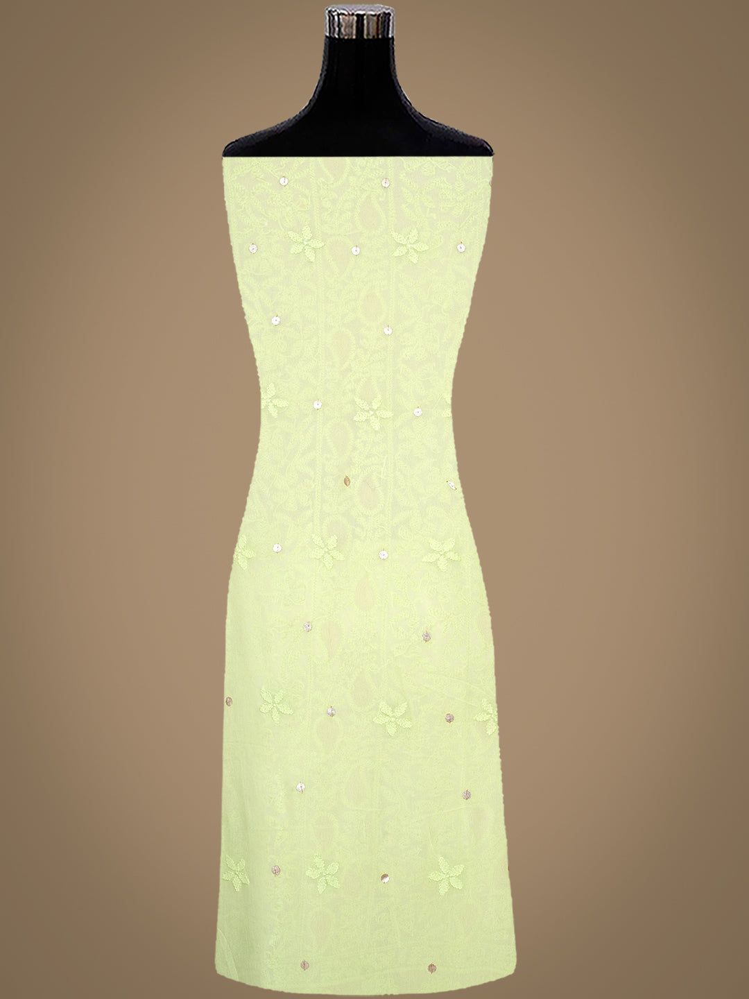 Ada Hand Embroidered Green Viscose Georgette Lucknowi Chikankari Unstitched Kurta Dupatta Set With Gota Patti Work 01A893418
