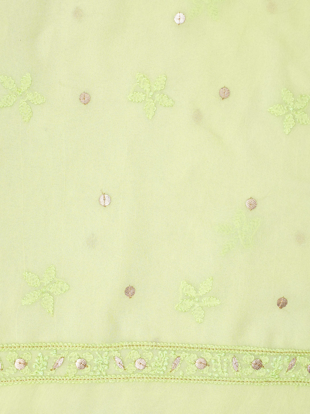 Ada Hand Embroidered Green Viscose Georgette Lucknowi Chikankari Unstitched Kurta Dupatta Set With Gota Patti Work 01A893418