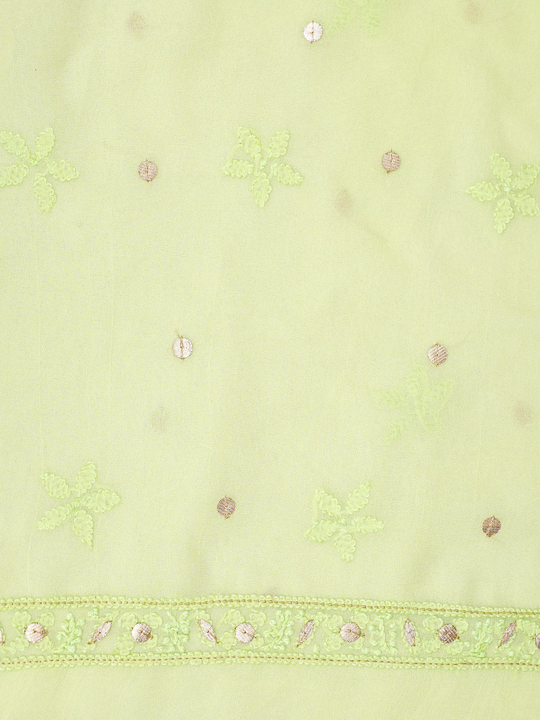 Ada Hand Embroidered Green Viscose Georgette Lucknowi Chikankari Unstitched Kurta Dupatta Set With Gota Patti Work 01A893418