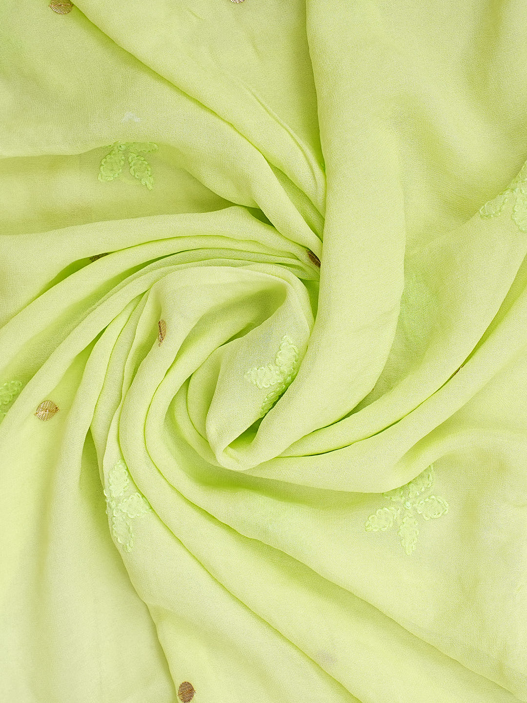 Ada Hand Embroidered Green Viscose Georgette Lucknowi Chikankari Unstitched Kurta Dupatta Set With Gota Patti Work 01A893418