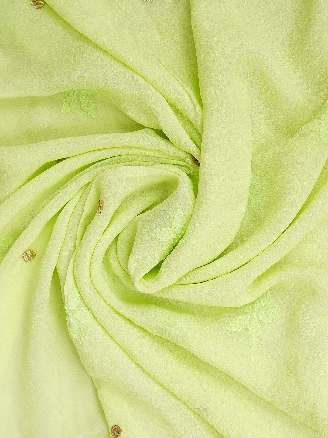 Ada Hand Embroidered Green Viscose Georgette Lucknowi Chikankari Unstitched Kurta Dupatta Set With Gota Patti Work 01A893418