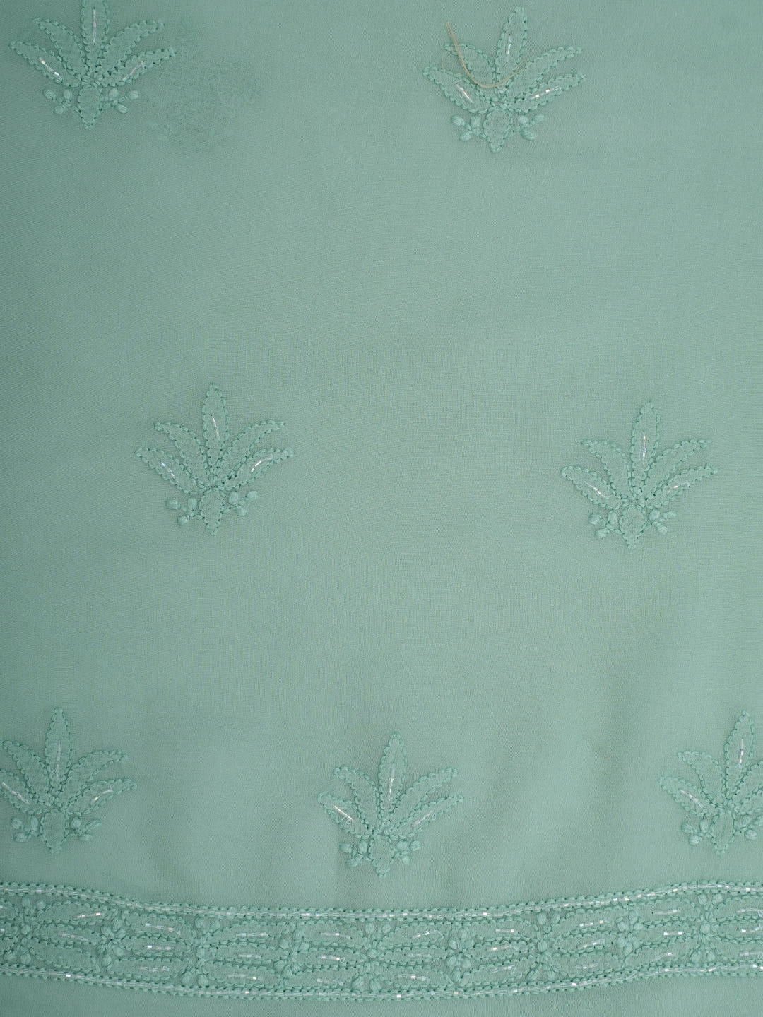 Ada Hand Embroidered Green Viscose Georgette Lucknowi Chikankari Unstitched Kurta Dupatta Set With Cutdana Work 01A957837