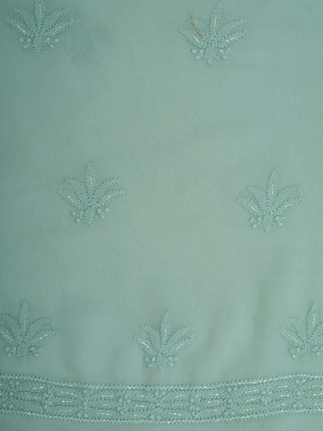 Ada Hand Embroidered Green Viscose Georgette Lucknowi Chikankari Unstitched Kurta Dupatta With Cutdana Work 01A957837