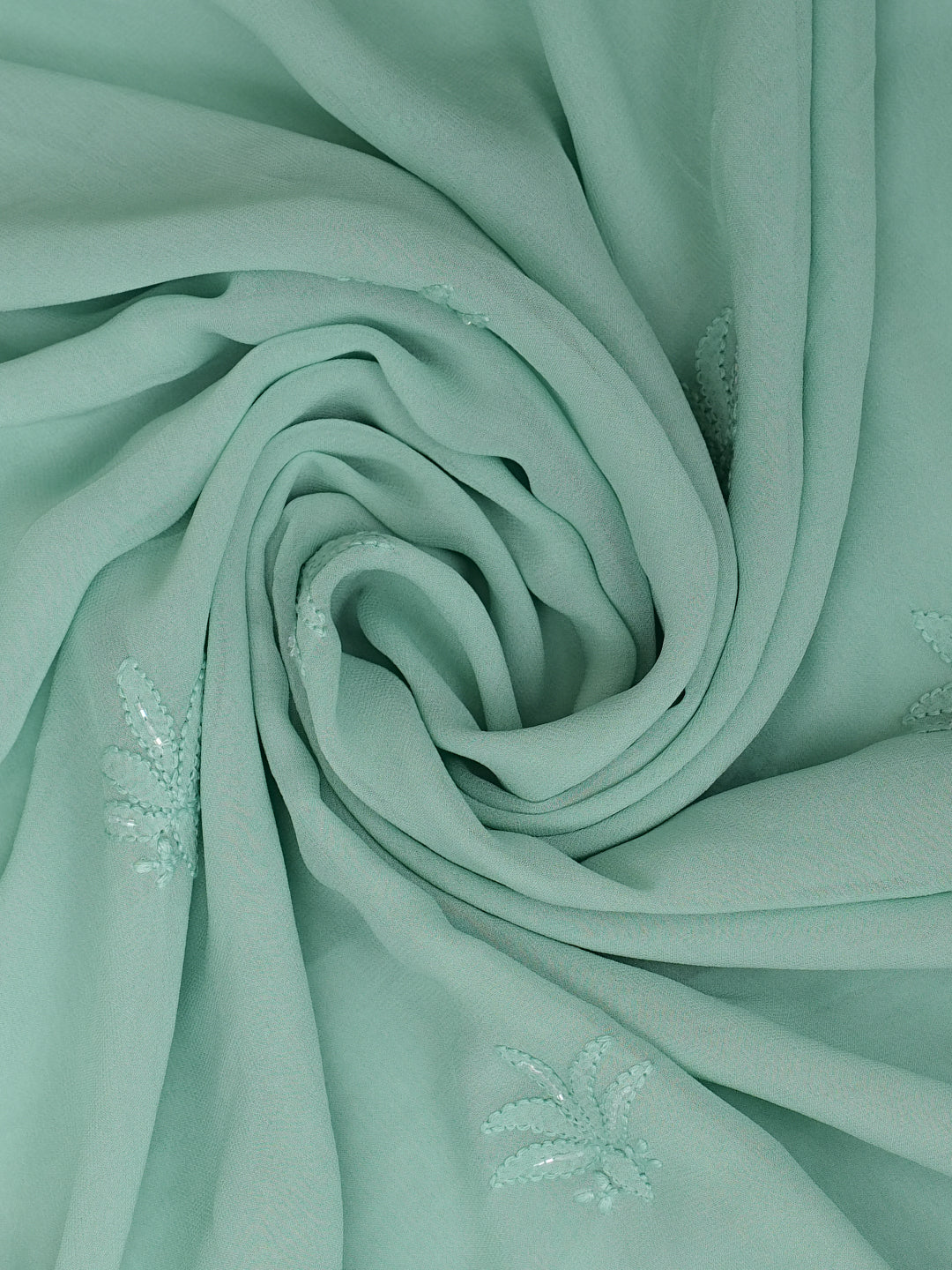 Ada Hand Embroidered Green Viscose Georgette Lucknowi Chikankari Unstitched Kurta Dupatta With Cutdana Work 01A957837