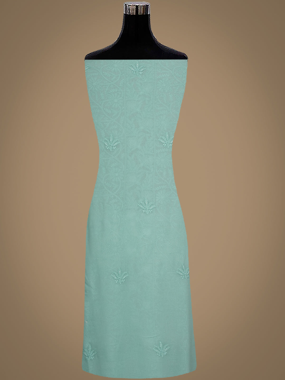 Ada Hand Embroidered Green Viscose Georgette Lucknowi Chikankari Unstitched Kurta Dupatta With Cutdana Work 01A957837