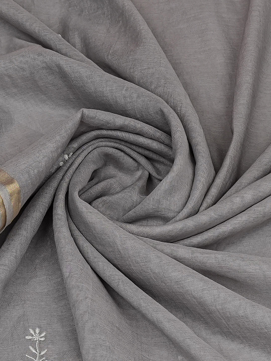 Ada Hand Embroidered Grey Chanderi Lucknowi Chikankari Dupatta 07A501198