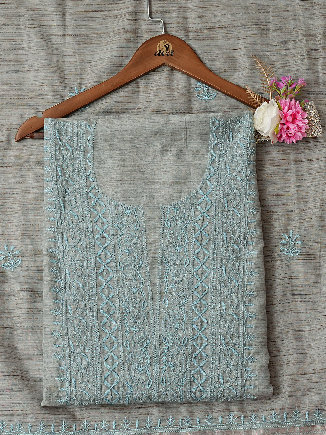 AdaHandEmbroideredGreyChanderiLucknowiChikankariUnstitchedKurtaDupatta07A501070_1
