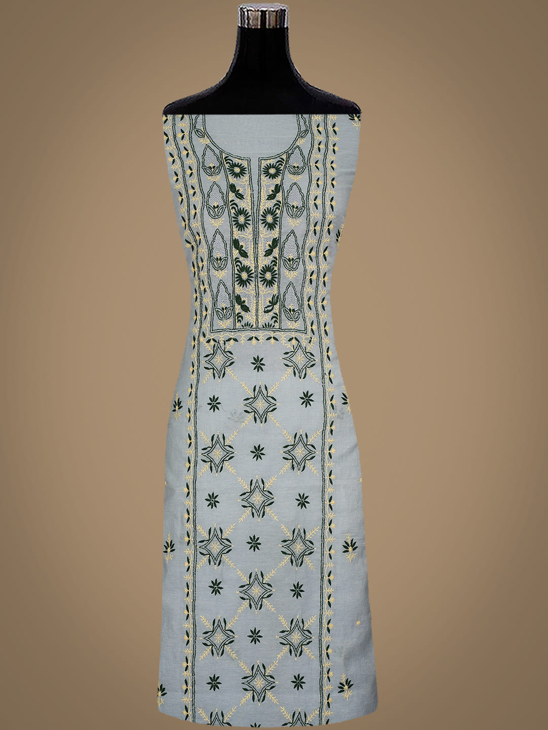 Ada Grey Chanderi Unstitched Kurta Dupatta Set_2