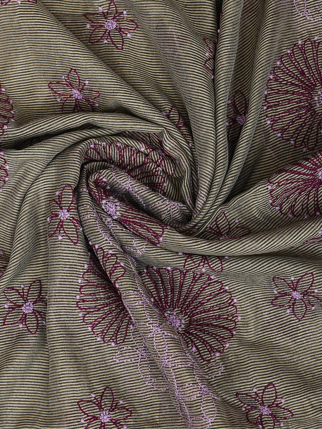 Ada Hand Embroidered Grey Chanderi Lucknowi Chikankari Unstitched Kurta Dupatta Set 01A871005