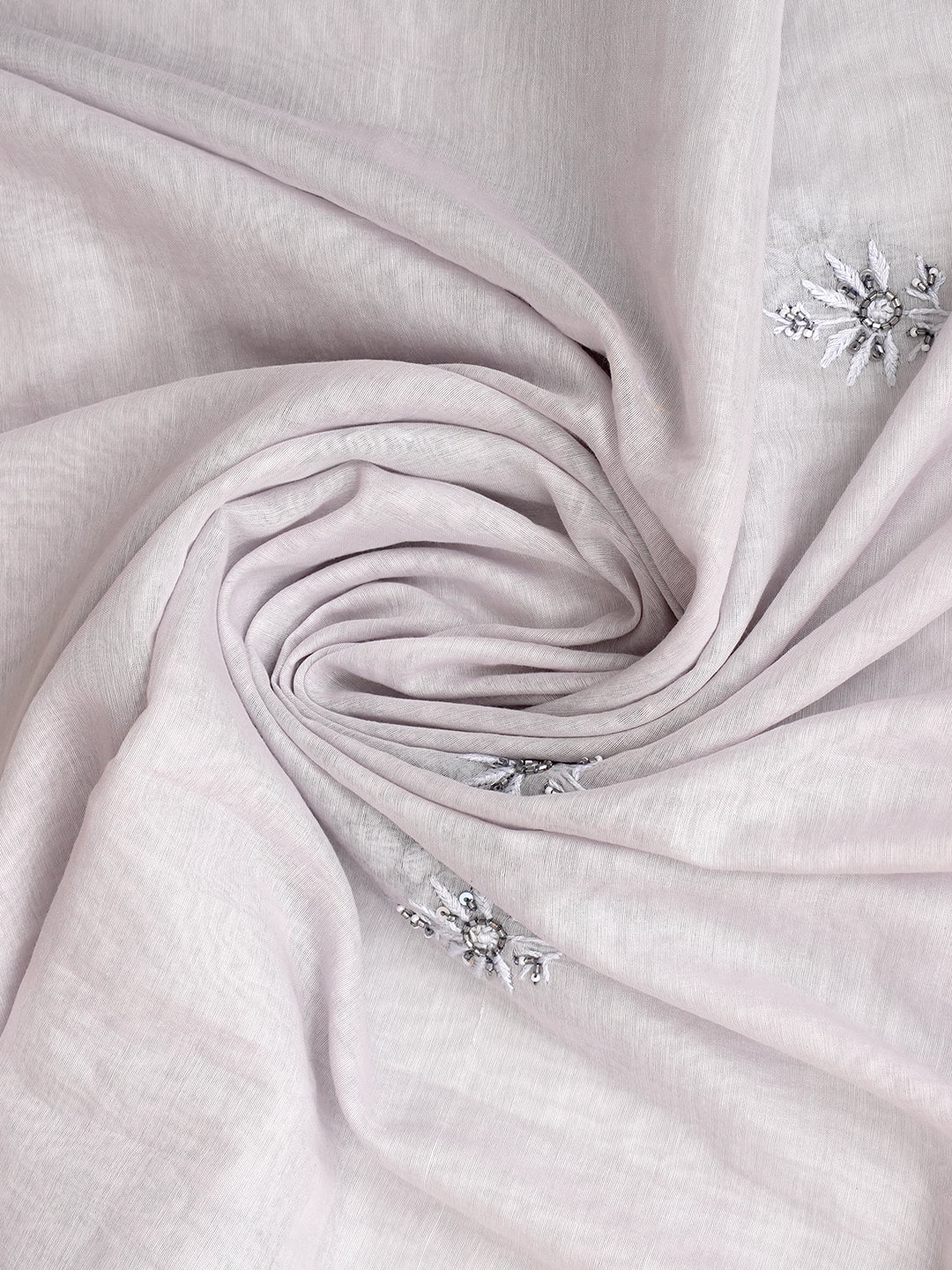 Ada Hand Embroidered Grey Chanderi Lucknowi Chikankari Unstitched Kurta Dupatta Set With Cutdana Work 01A932398