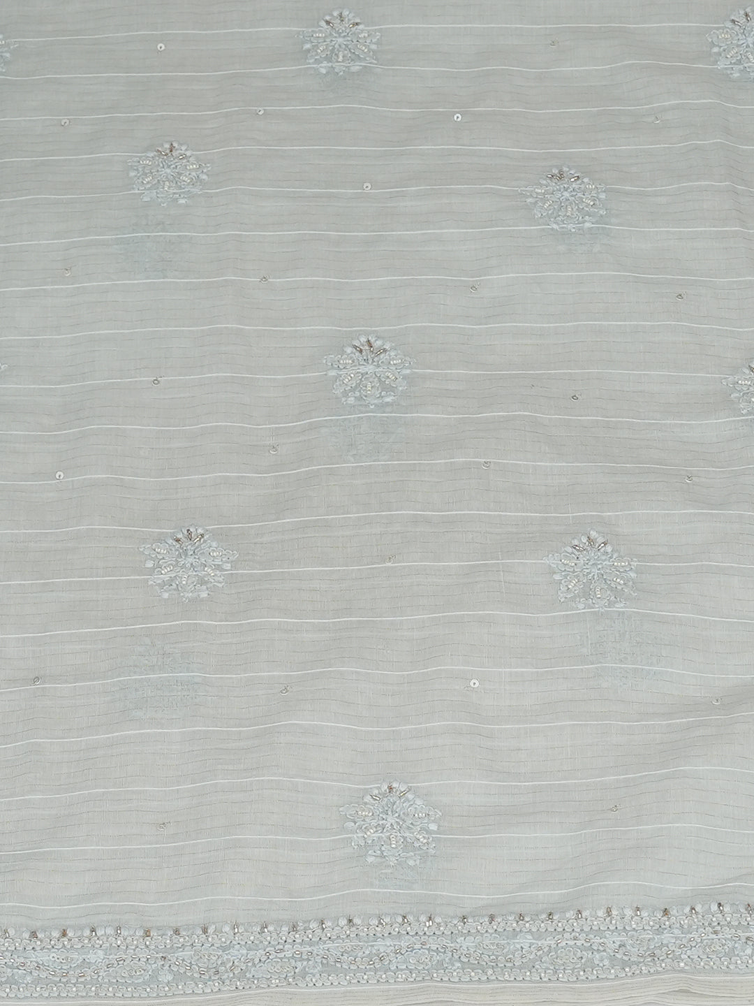 Ada Hand Embroidered Grey Chanderi Lucknowi Chikankari Unstitched Kurta Dupatta Set With Cutdana Work 01A939683