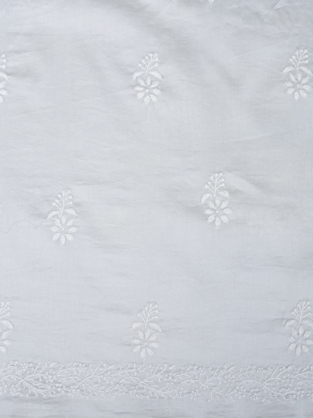 Ada Hand Embroidered Grey Chanderi Lucknowi Chikankari Unstitched Suit Piece 01A805712