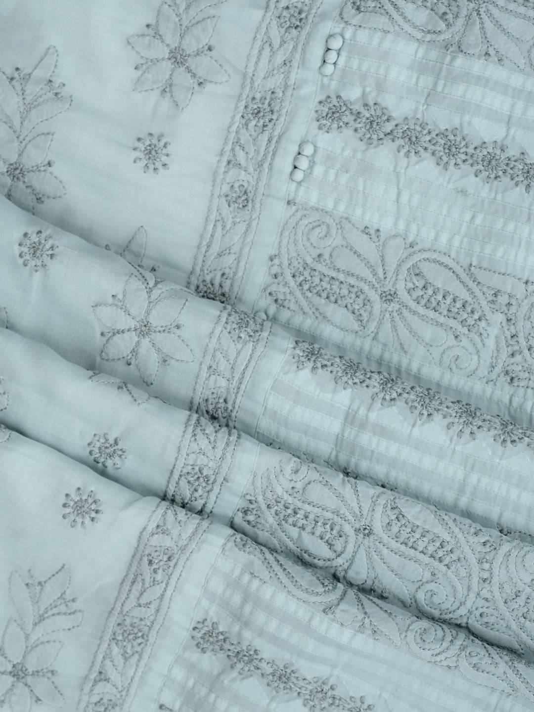 Ada Hand Embroidered Grey Cotton Lucknowi Chikankari Unstitched Suit Piece 01A981323