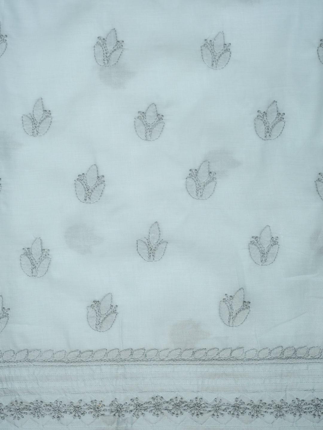 Ada Hand Embroidered Grey Cotton Lucknowi Chikankari Unstitched Suit Piece 01A981323