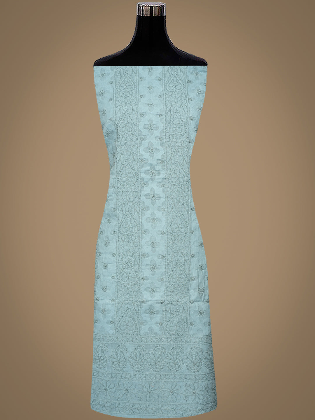 Ada Hand Embroidered Grey Cotton Lucknowi Chikankari Unstitched Suit Piece 01A989384