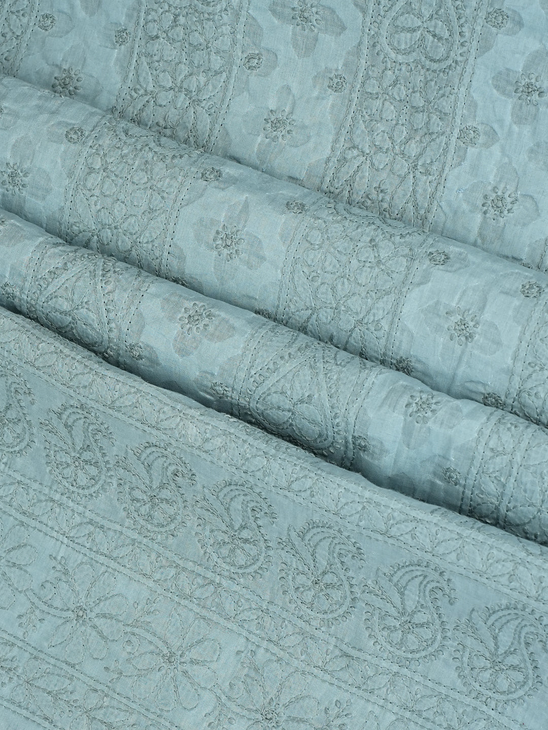 Ada Hand Embroidered Grey Cotton Lucknowi Chikankari Unstitched Suit Piece 01A989384