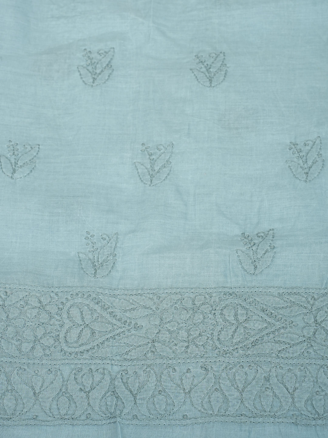 Ada Hand Embroidered Grey Cotton Lucknowi Chikankari Unstitched Suit Piece 01A989384