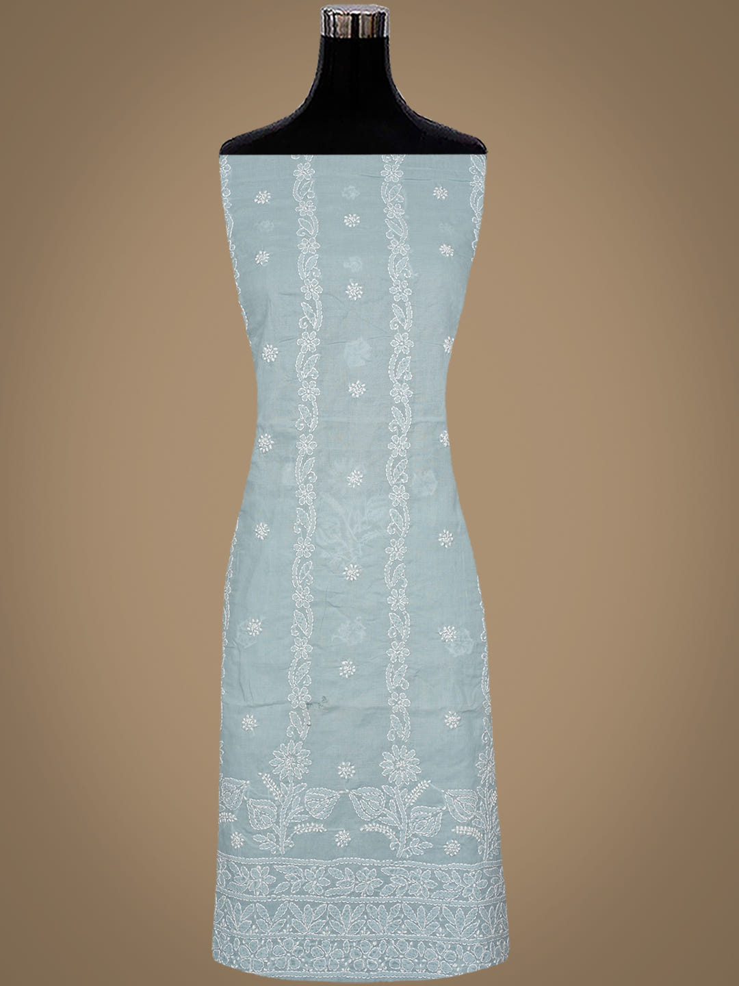 Ada Hand Embroidered Grey Cotton Lucknowi Chikankari Unstitched Suit Piece with Chiffon Dupatta 01A1019969_3