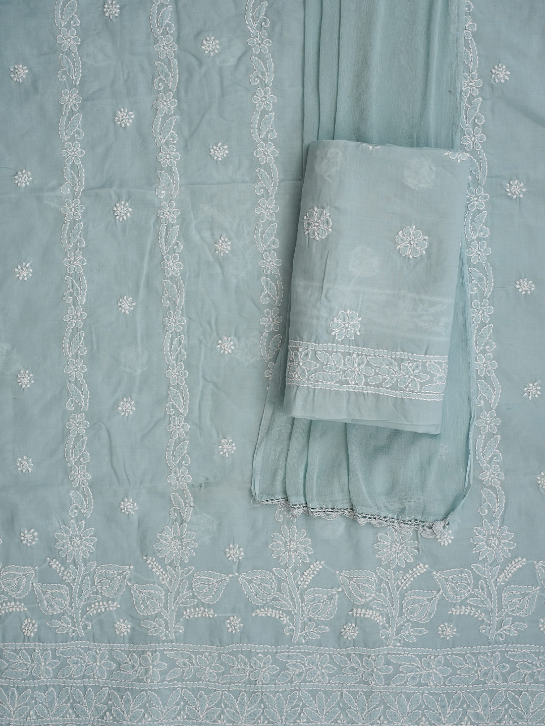 Ada Hand Embroidered Grey Cotton Lucknowi Chikankari Unstitched Suit Piece with Chiffon Dupatta 01A1019969_5