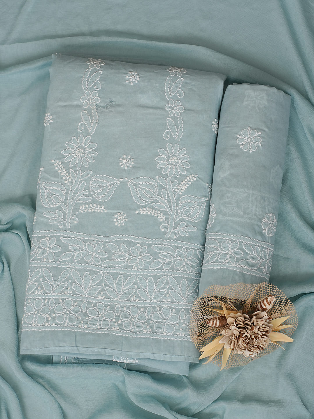 Ada Hand Embroidered Grey Cotton Lucknowi Chikankari Unstitched Suit Piece with Chiffon Dupatta 01A1019969_1