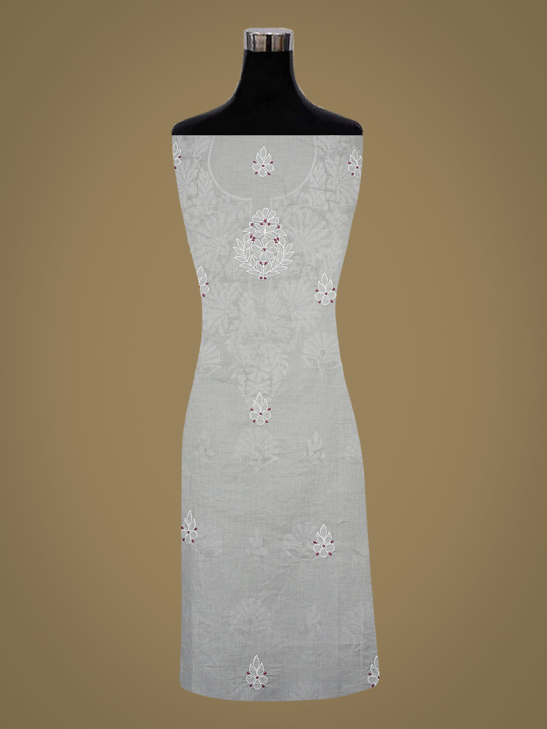 Ada Hand Embroidered Grey Cotton lucknowi Chikankari Unstitched Kurta 01A991874