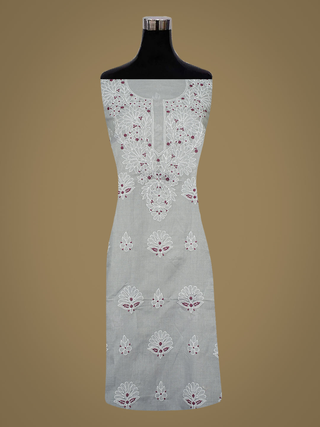 Ada Hand Embroidered Grey Cotton lucknowi Chikankari Unstitched Kurta 01A991874