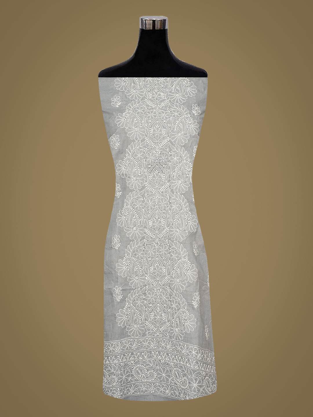 Ada Hand Embroidered Grey Cotton lucknowi Chikankari Unstitched Kurta 01A991987