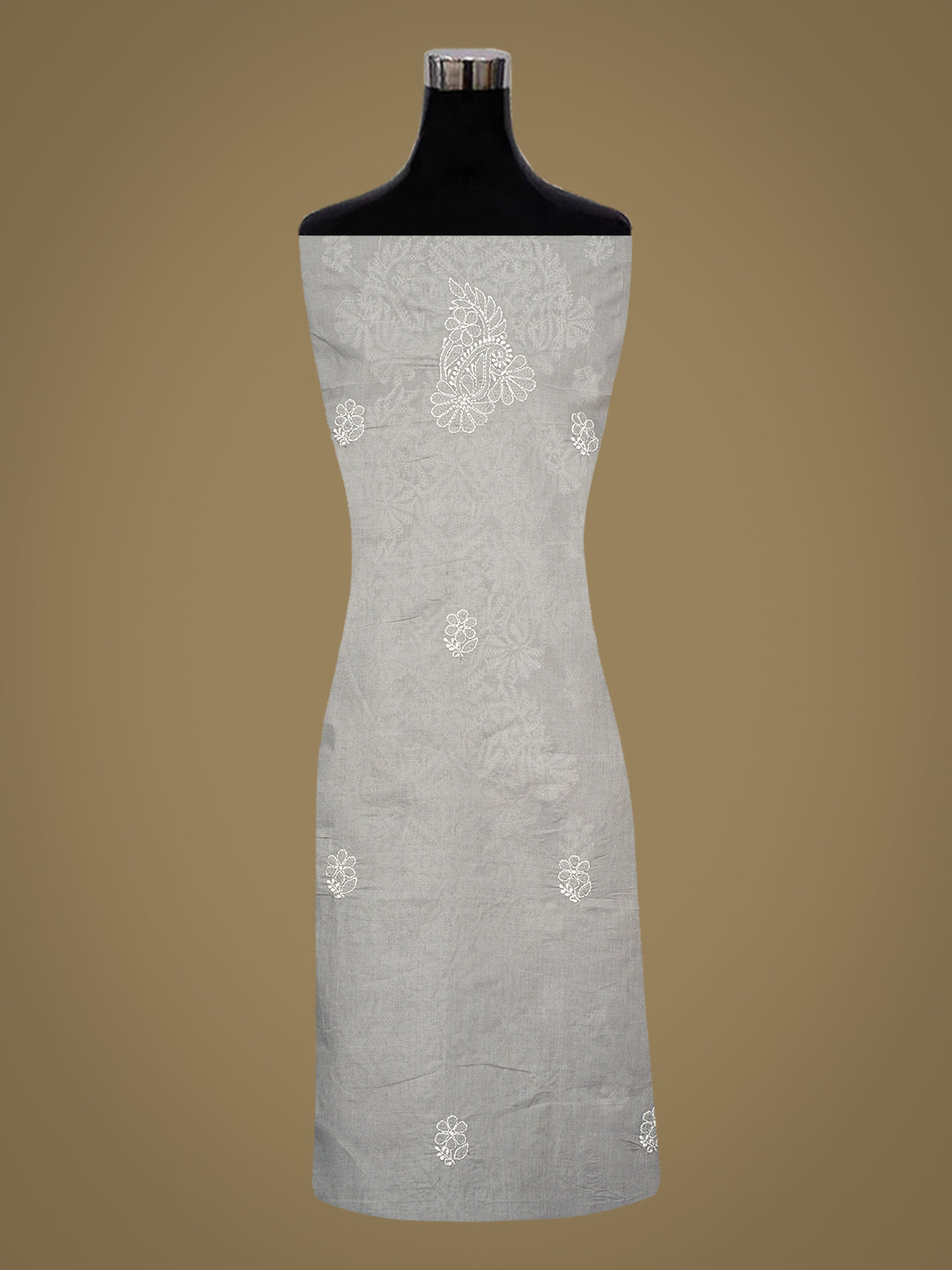 Ada Hand Embroidered Grey Cotton lucknowi Chikankari Unstitched Kurta 01A991987