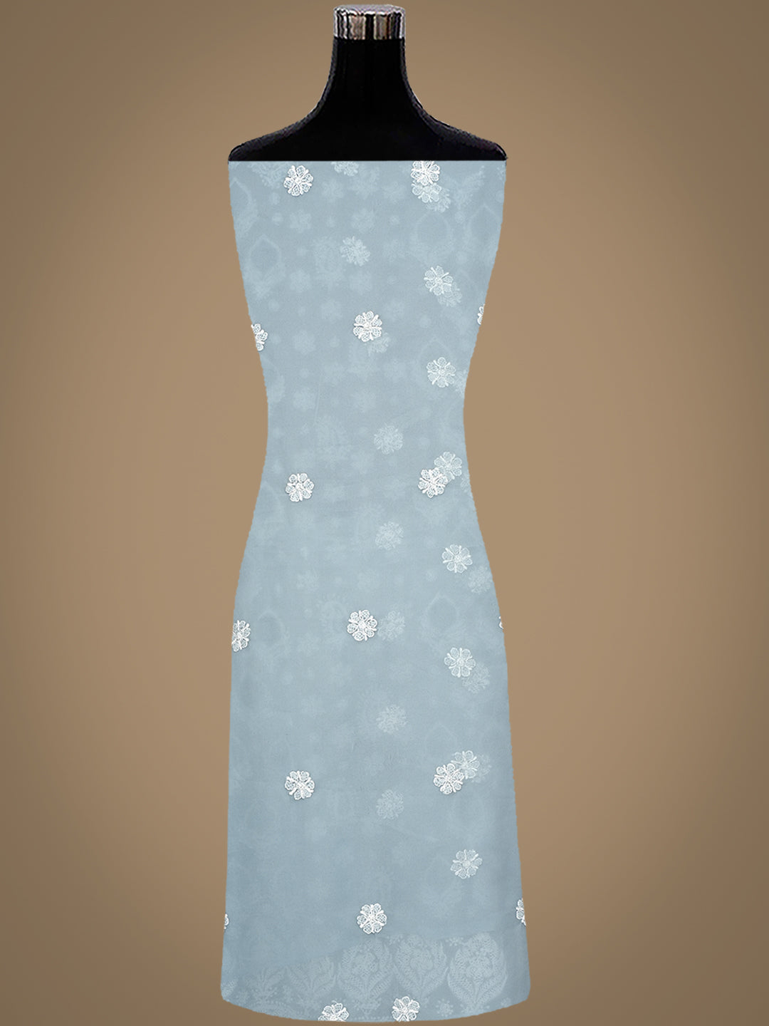 Ada Hand Embroidered Grey Faux Georgette Lucknowi Chikankari Unstitched Suit Piece 01A1000766