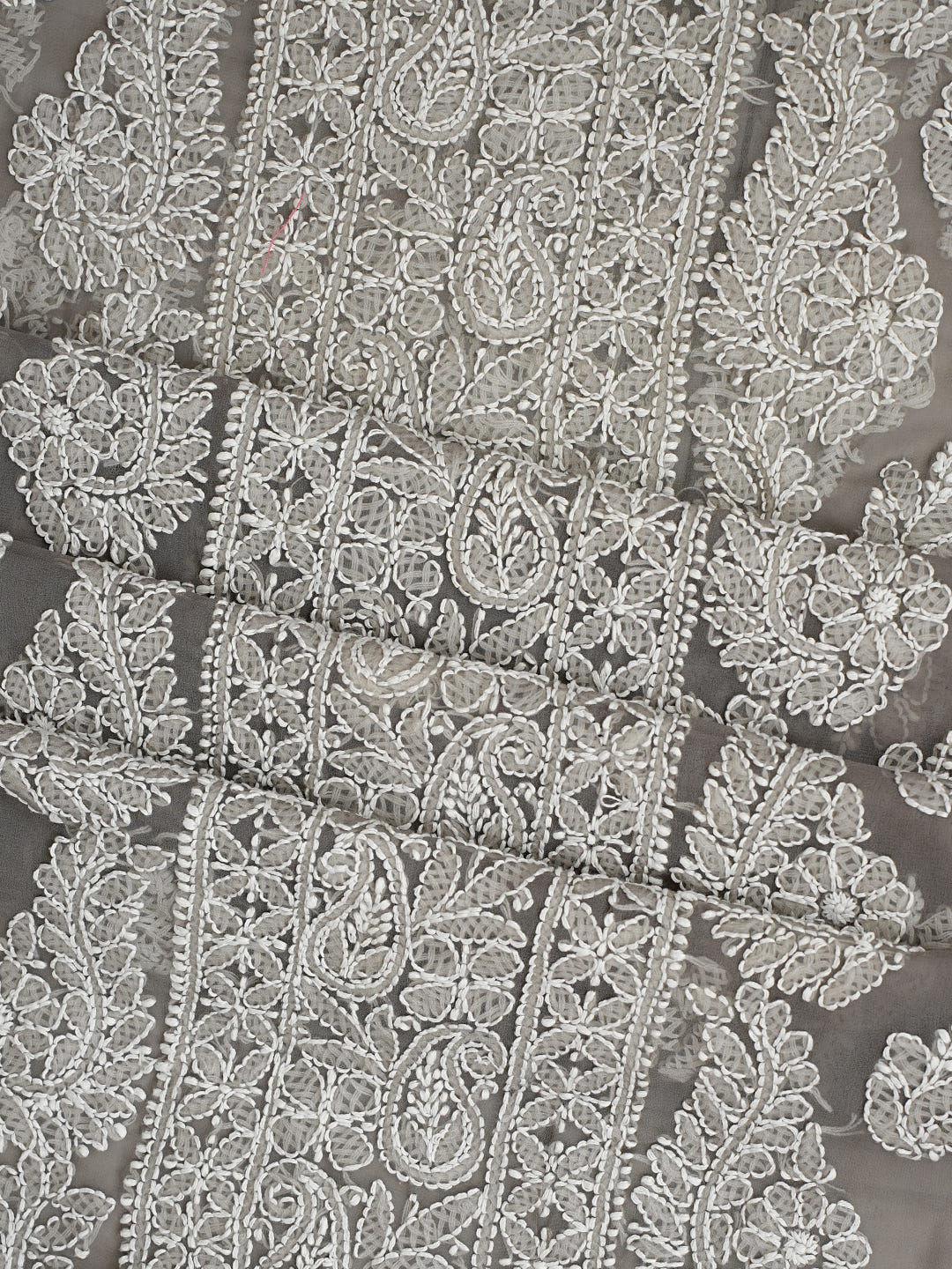Ada Hand Embroidered Grey Faux Georgette Lucknowi Chikankari Unstitched Suit Piece 01A989162