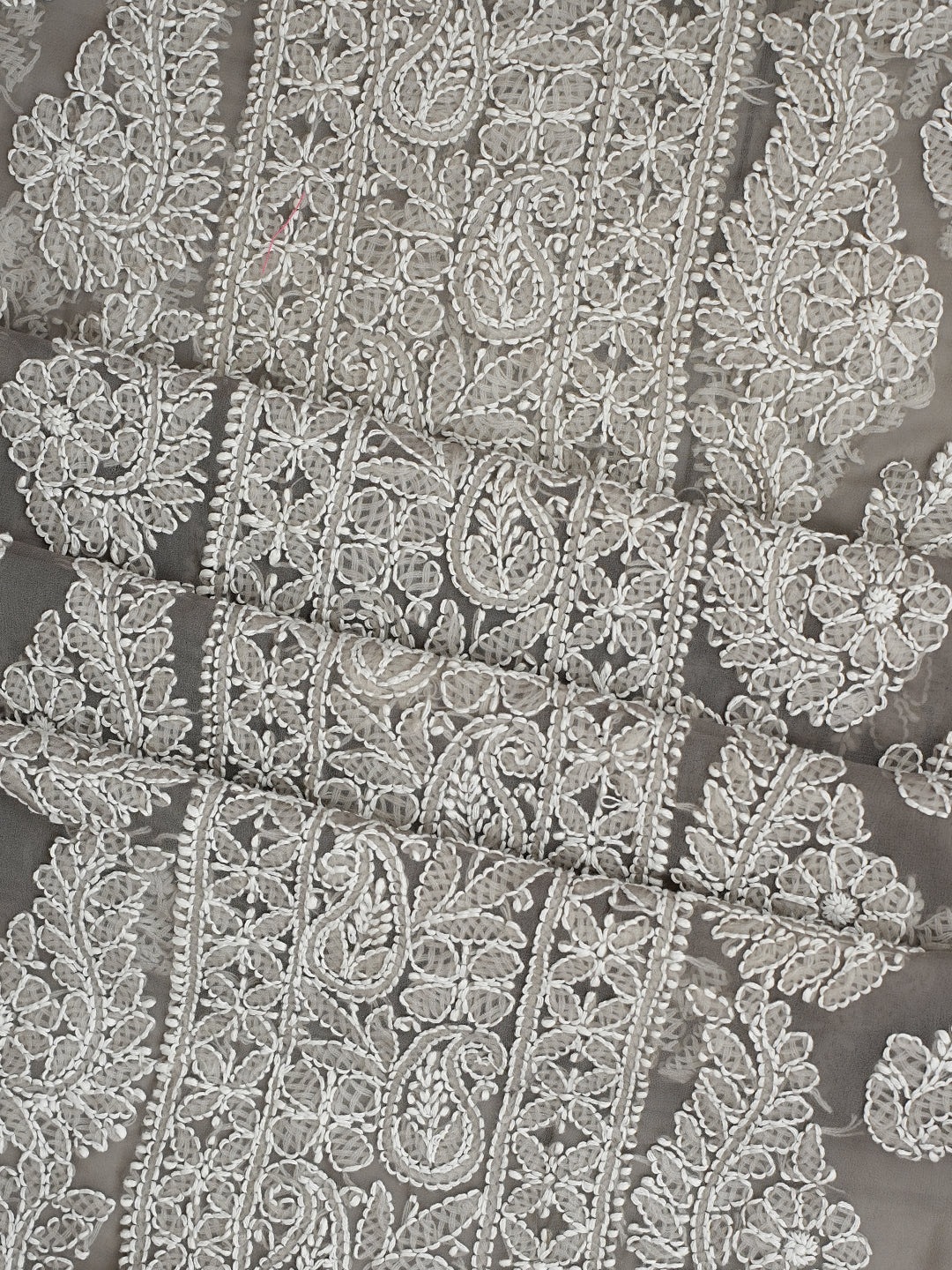 Ada Hand Embroidered Grey Faux Georgette Lucknowi Chikankari Unstitched Suit Piece 01A989162