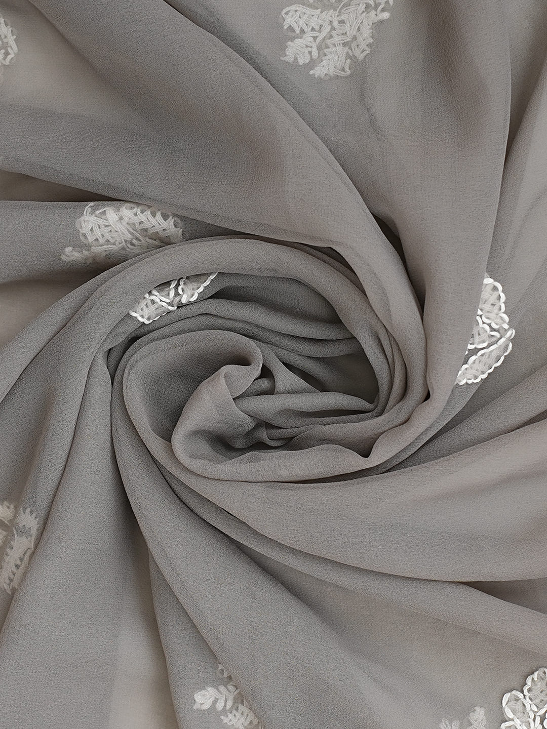 Ada Hand Embroidered Grey Faux Georgette Lucknowi Chikankari Unstitched Suit Piece 01A989162