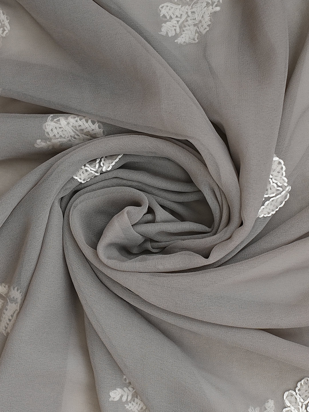 Ada Hand Embroidered Grey Faux Georgette Lucknowi Chikankari Unstitched Suit Piece 01A989162