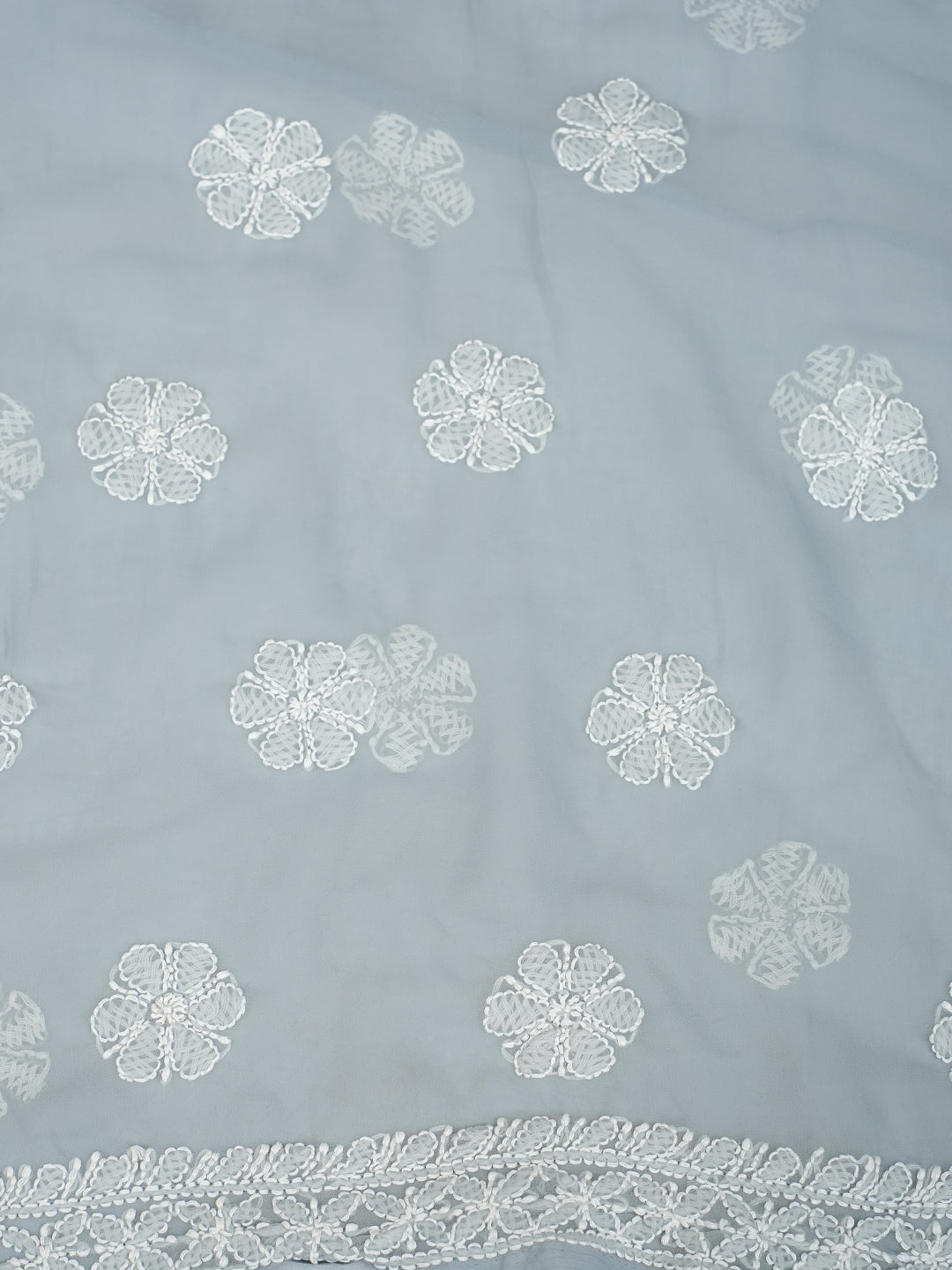 Ada Hand Embroidered Grey Faux Georgette Lucknowi Chikankari Unstitched Suit Piece 01A989174