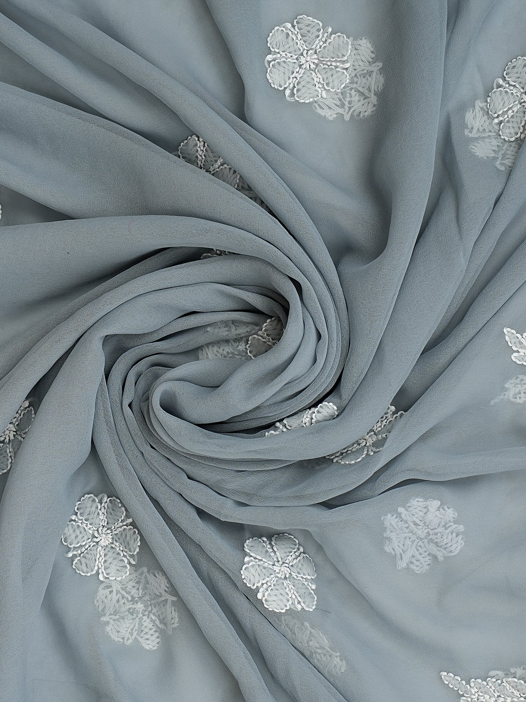 Ada Hand Embroidered Grey Faux Georgette Lucknowi Chikankari Unstitched Suit Piece 01A989174