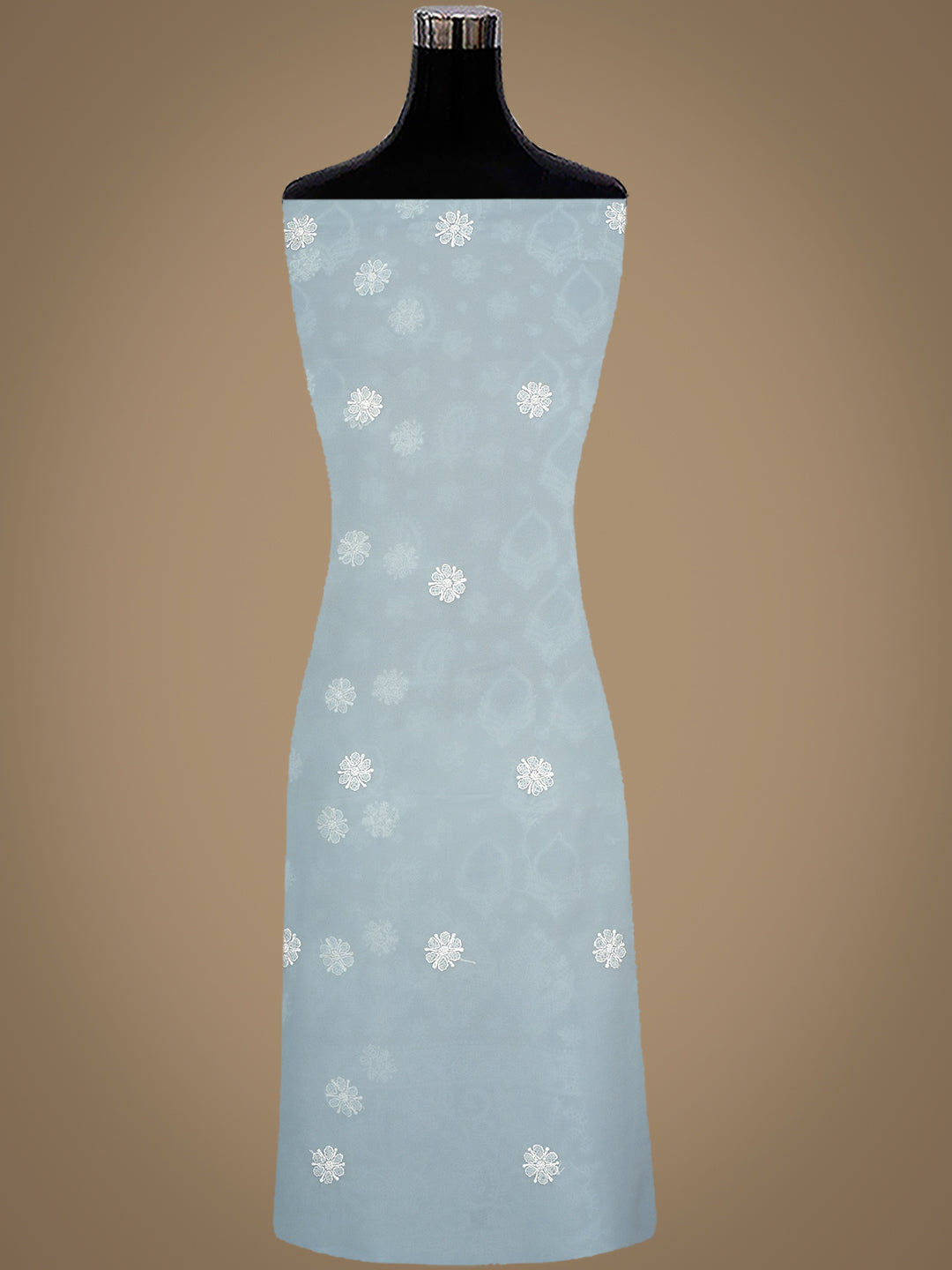 Ada Hand Embroidered Grey Faux Georgette Lucknowi Chikankari Unstitched Suit Piece 1A1000768