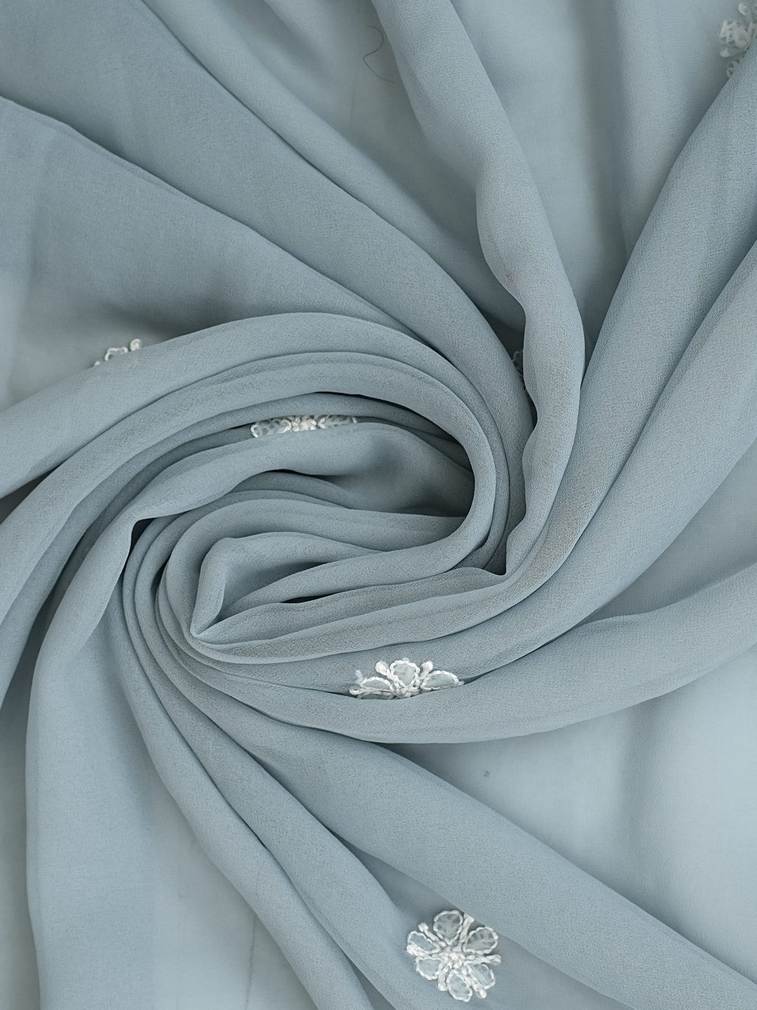 Ada Hand Embroidered Grey Faux Georgette Lucknowi Chikankari Unstitched Suit Piece 01A1000768