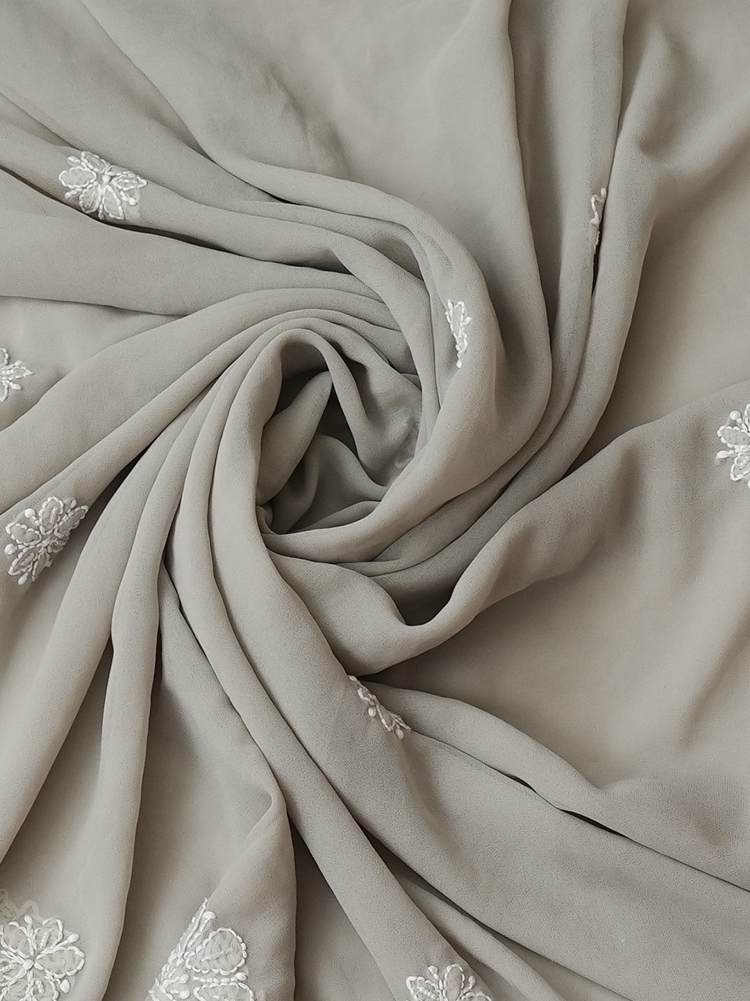 Ada Hand Embroidered Grey Faux Georgette Lucknowi Chikankari Unstitched Suit Piece With Cutdana Wrok 01A984939