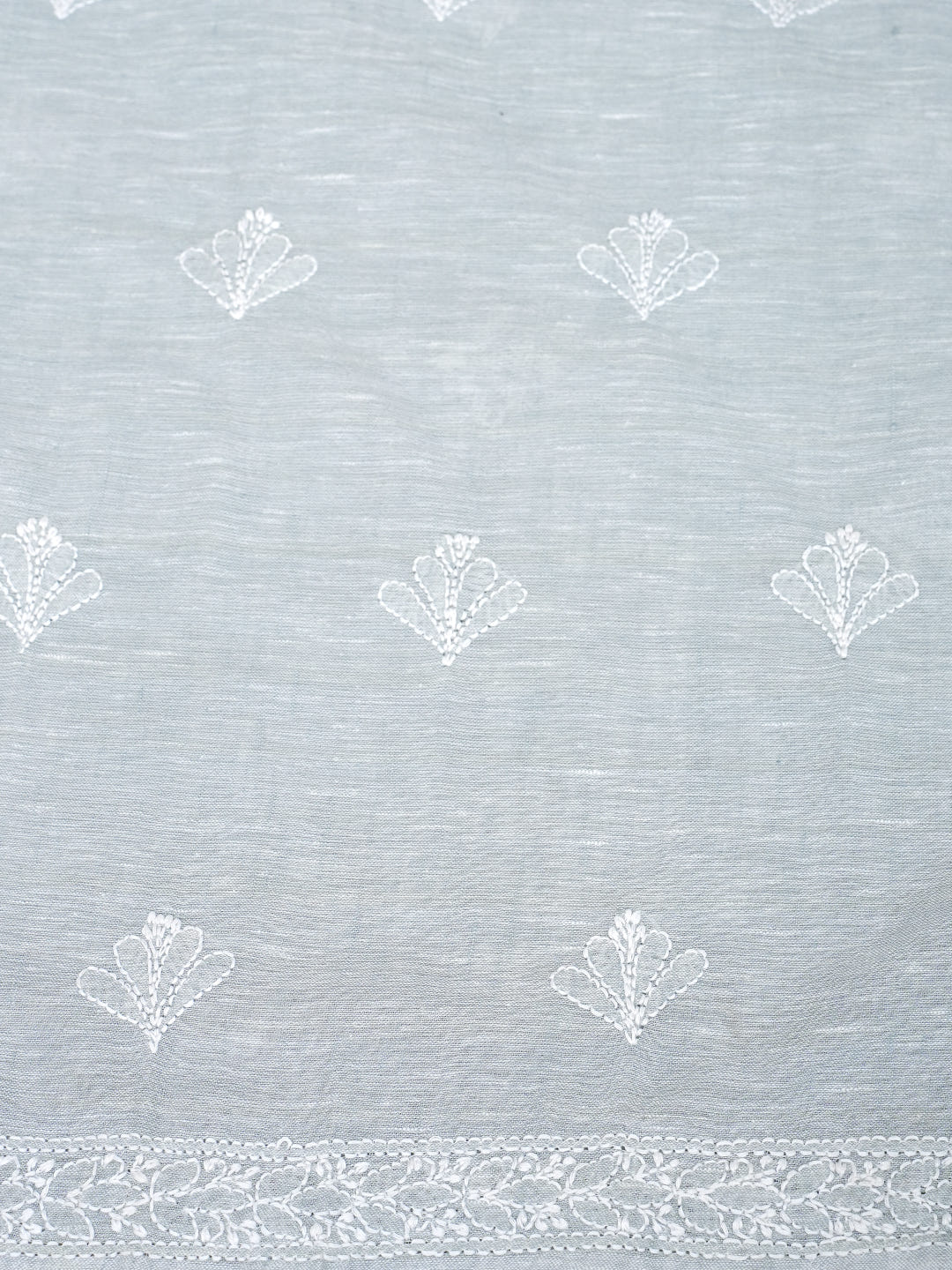 Ada Hand Embroidered Grey Khadi Cotton  Lucknowi Chikankari Unstitched Suit Set With Chiffon Dupatta 01A973031