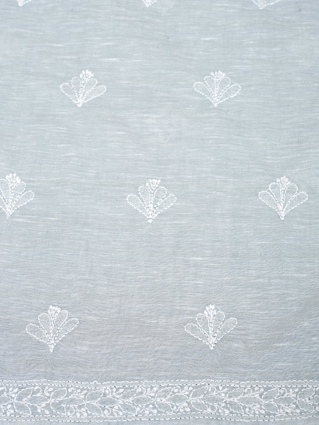 Ada Hand Embroidered Grey Khadi Cotton  Lucknowi Chikankari Unstitched Suit Set With Chiffon Dupatta 01A973031
