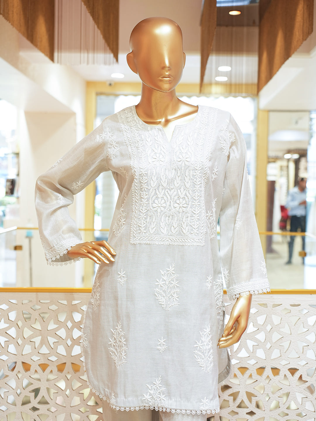 Ada Hand Embroidered Grey Tissue Lucknowi Chikankari Co-Ord Set 01A901640_2
