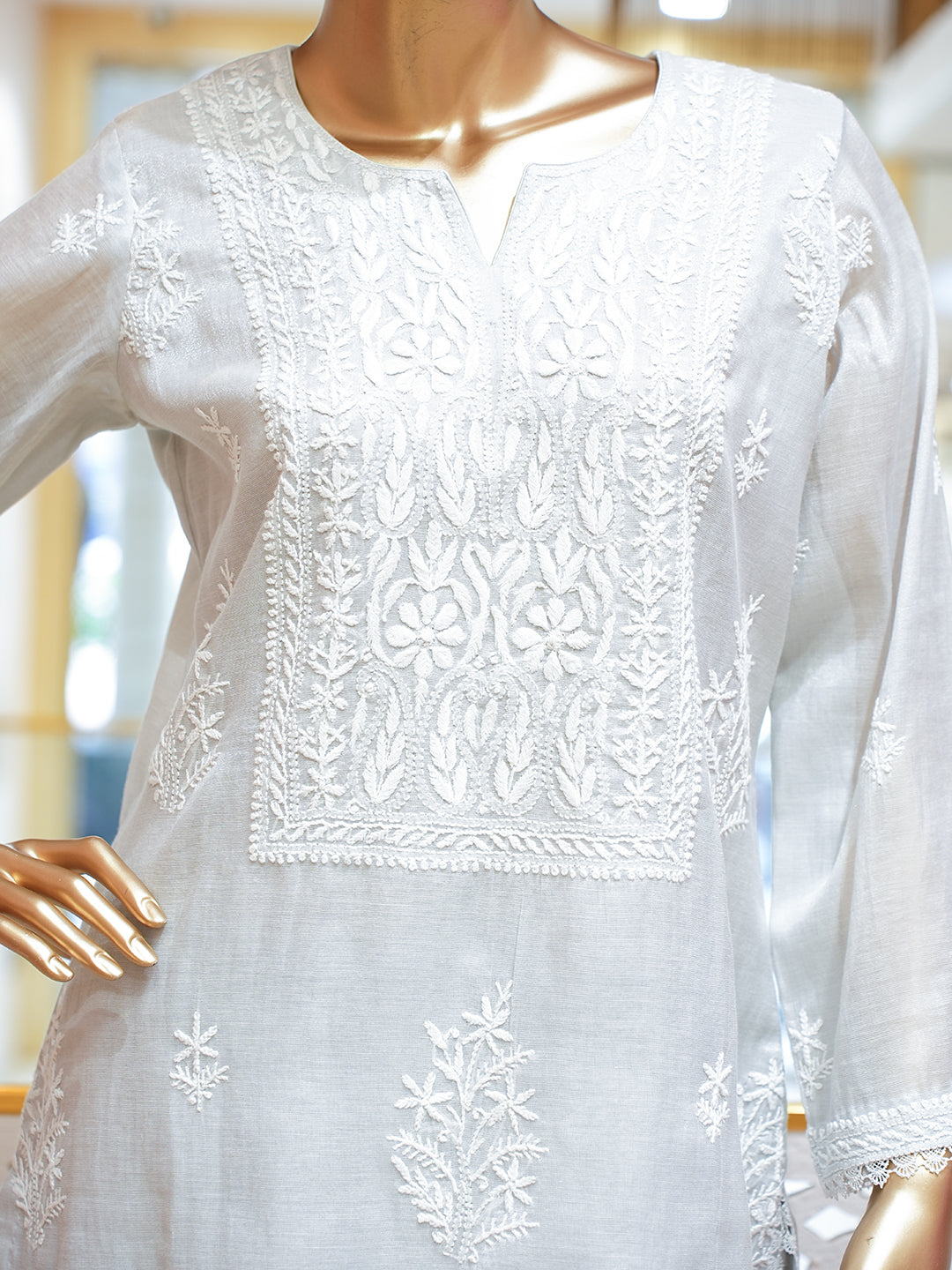 Ada Hand Embroidered Grey Tissue Lucknowi Chikankari Co-Ord Set 01A901640_4