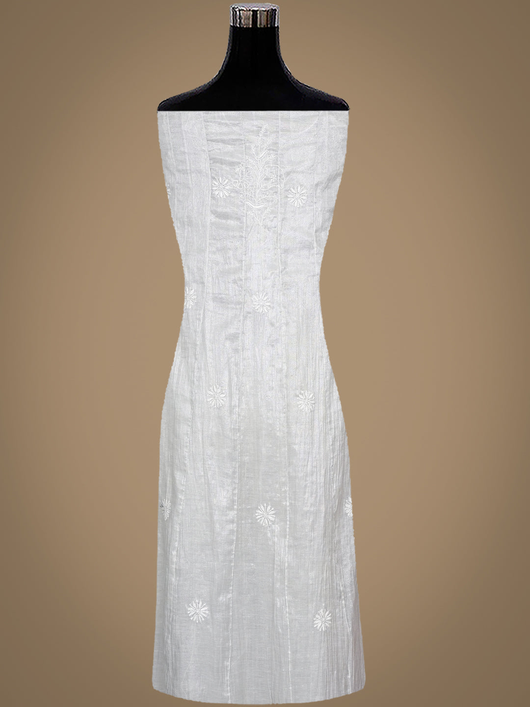 Ada Hand Embroidered Grey Tissue Lucknowi Chikankari Semi Unstitched Kurta Dupatta Set With Cutdana and Pearl Work 01A992989